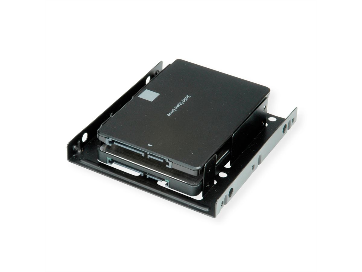 ROLINE HDD/SSD Mounting Adapter, 3.5 inch frame for 2x 2.5 inch HDD/SSD, metal, black