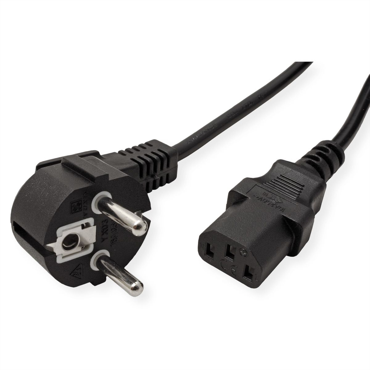 VALUE Power Cable, straight IEC Conncector, black, 1.8 m