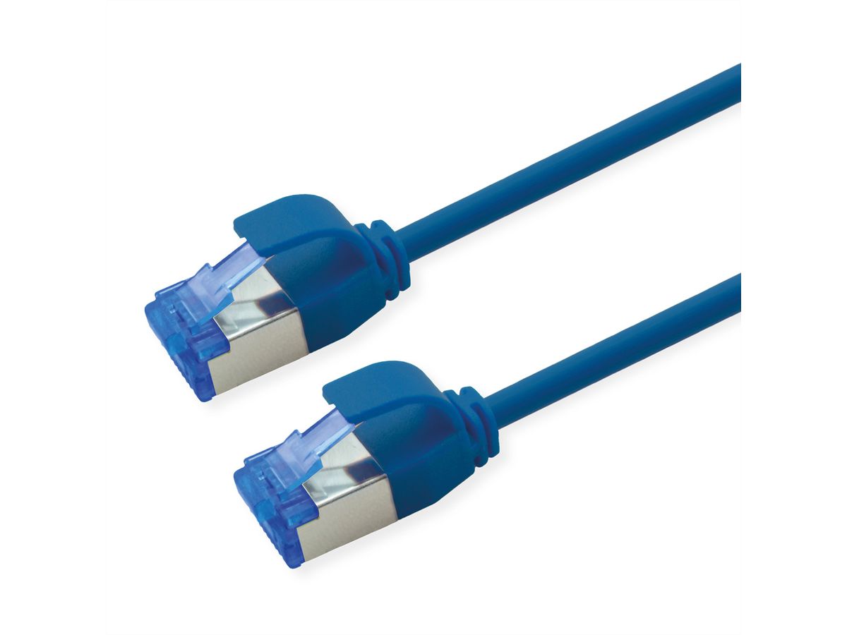 ROLINE S/FTP Patch Cord Cat.6A / Class EA, LSOH, Slim, PoE, blue, 2 m