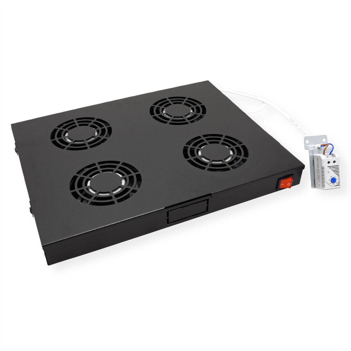 ROLINE 19-inch fan unit 4 fans, Thermostat black