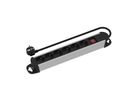 ROLINE Power Strip, 6-way, with Switch, Aluminium Housing, for France (UTE), black / silver, 3 m