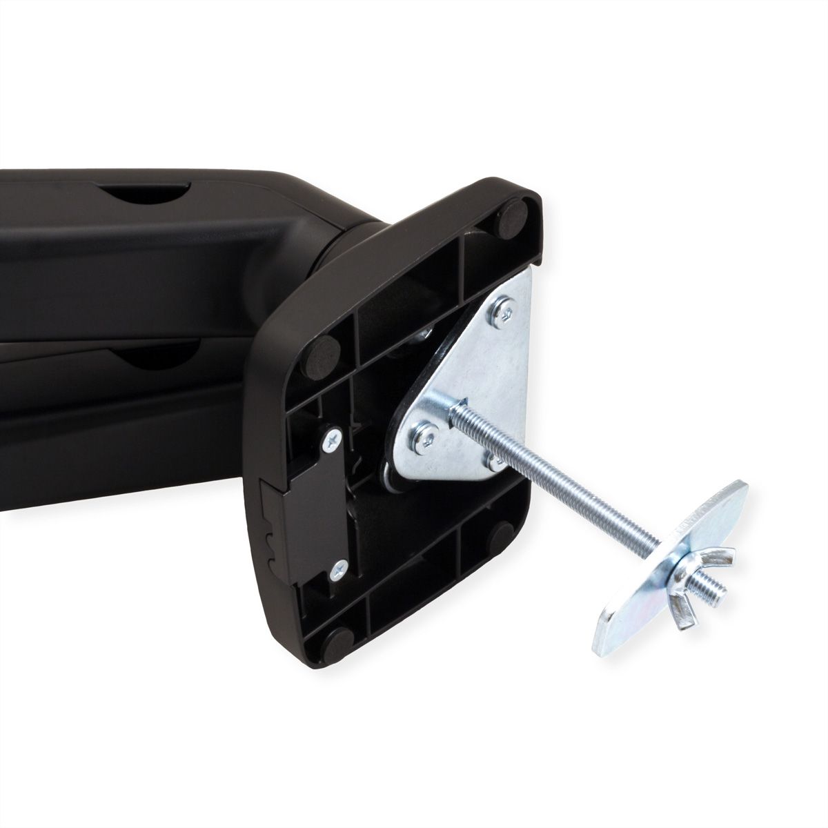 VALUE Dual LCD Monitor Stand Pneumatic, Desk Clamp, Pivot, 5 Joints, black