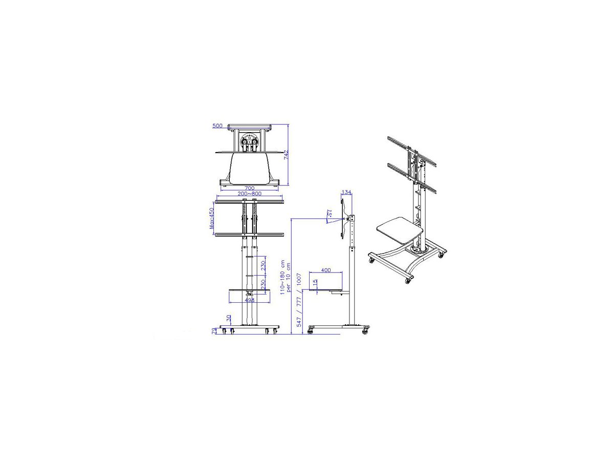 VALUE  LCD/Plasma TV Cart, silver