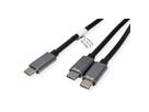 ROLINE USB2.0 Y - Splitter Charging Cable, Type C Connectors, C-C, M/M, max. 100W, black, 1.85 m