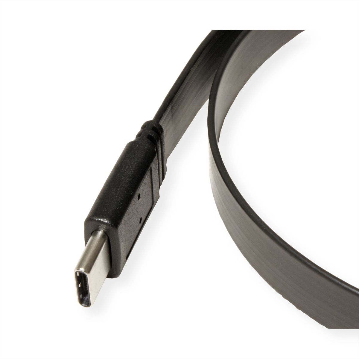 VALUE USB4 Gen 3 Cable, PD, C-C, M/M, 8K UHD-2, 40Gbit/s, Emark, 100W, extra-flat, black, 0.5 m
