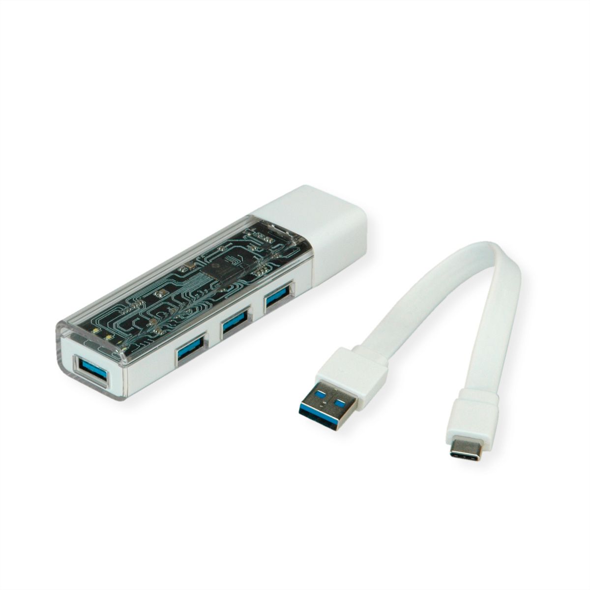 ROLINE USB 3.2 Gen 1 Hub, 4 Ports, Type A+C host connection cable