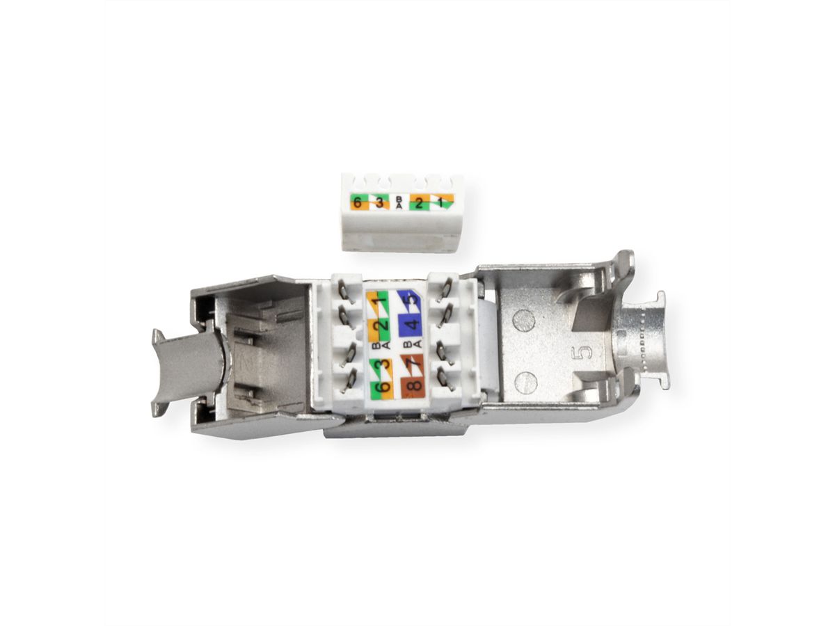 VALUE Keystone Jack, Cat.8 (Class I), RJ-45, STP, Tool-Free, silver