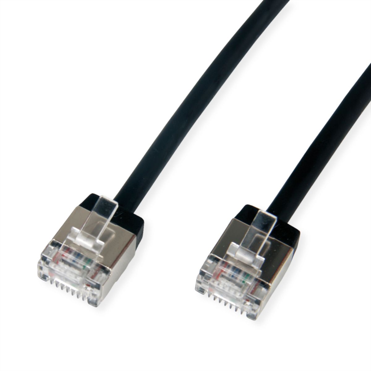 ROLINE U/FTP Data Center Patch Cord Cat.6A (Class EA), LSOH, Slim, Ultra Short Connector, black, 2 m
