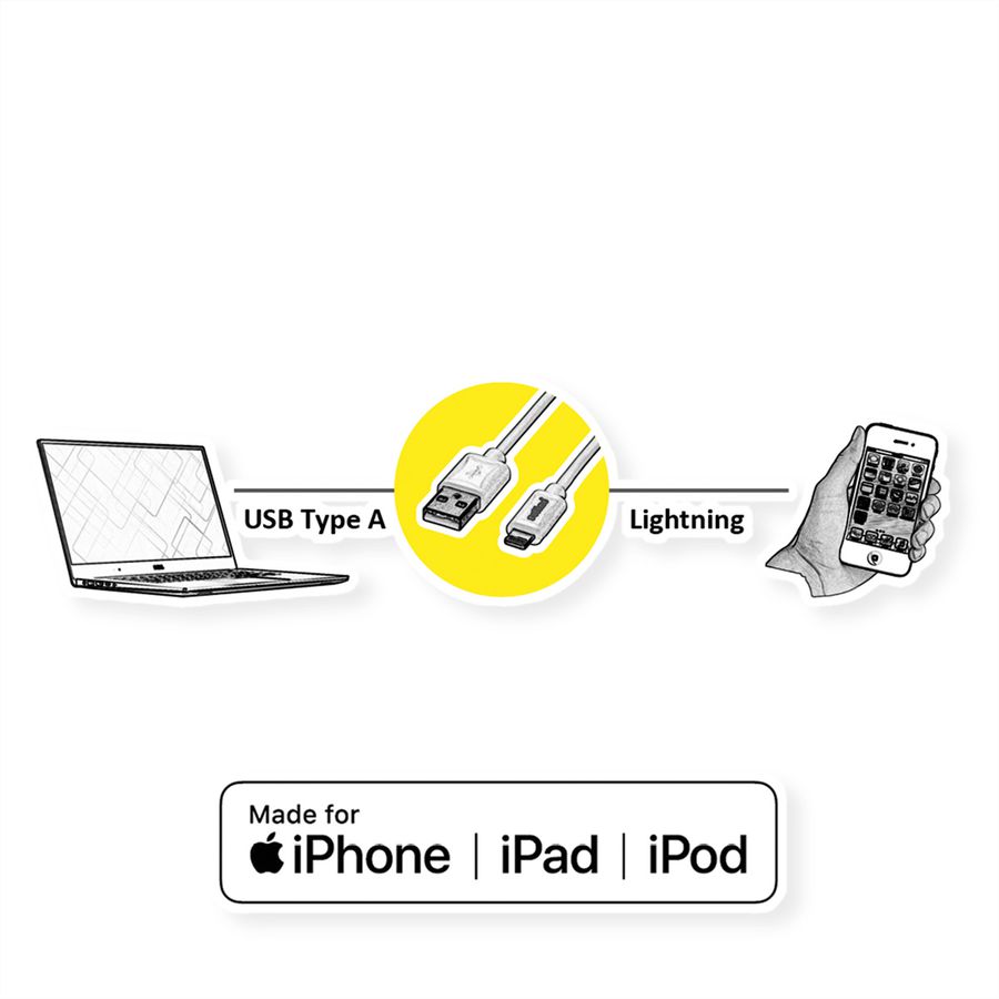 ROLINE GOLD 8pin to USB Cable for iPhone, iPod, iPad, with Smartphone support function, 1 m