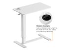 ROLINE Gas Spring Side Table / Workstation, height-adjustable, hidden casters, white