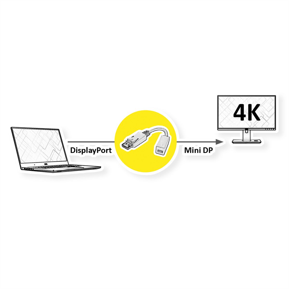 ROLINE DisplayPort Adapter, DP M - Mini DP F