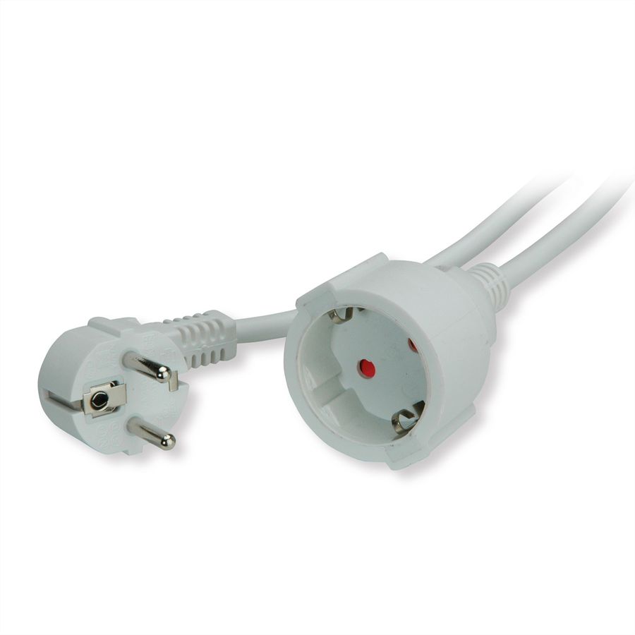VALUE Extension Cable with 3P. German connectors, AC 230V, white, 3 m