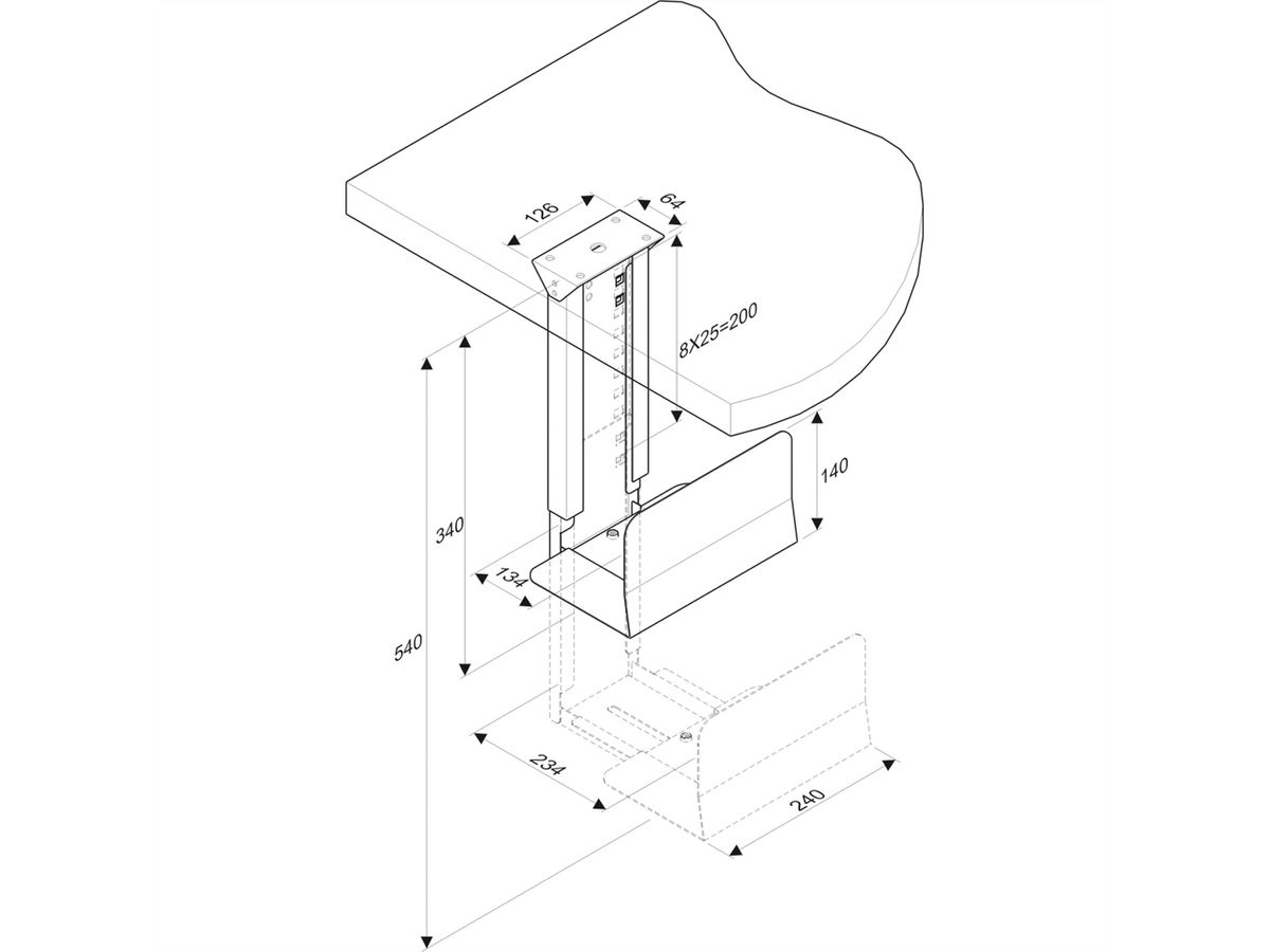 ROLINE PC Holder, silver