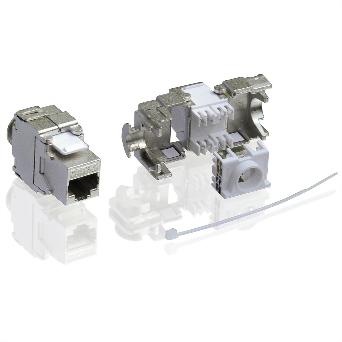 VALUE Cat.6A (Class EA) Keystone, RJ-45, STP, tool-free, silver