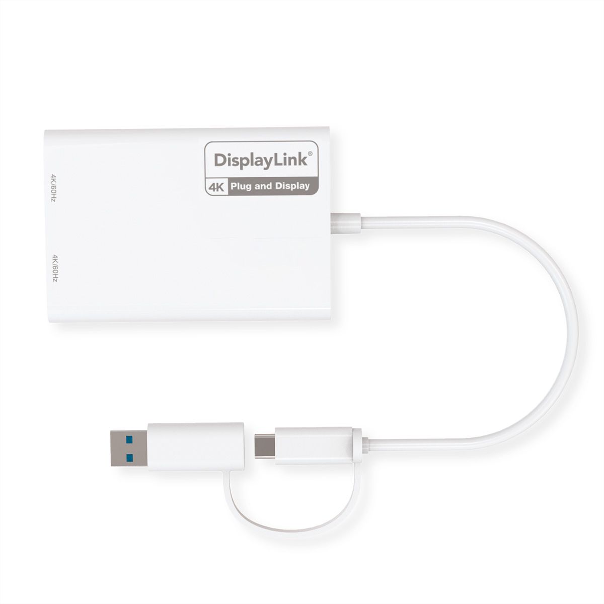 ROLINE USB Type A/C Adapter, 2x HDMI, with DisplayLink, 4K60