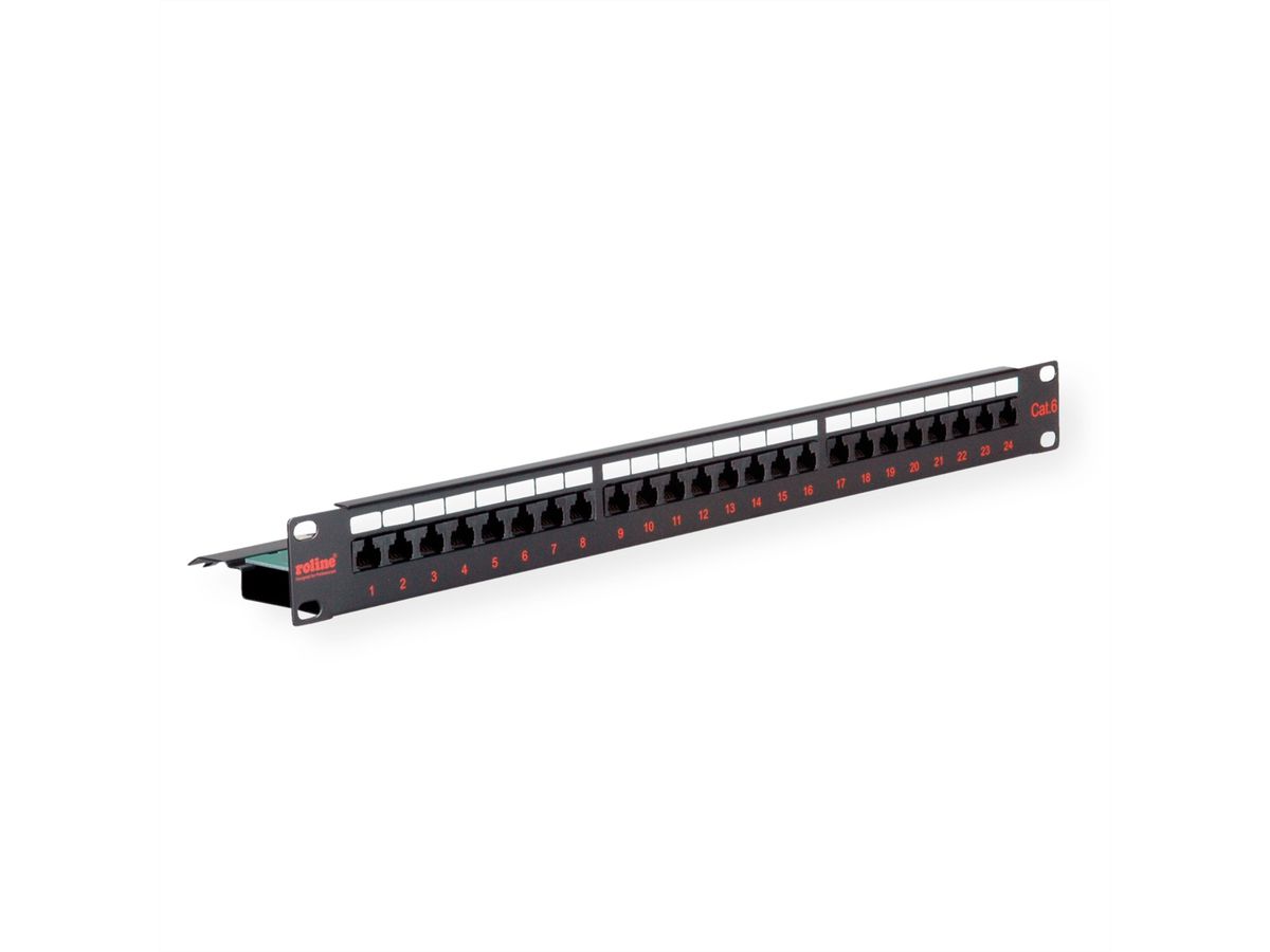 ROLINE Cat.6 (Class E) 19" Patch Panel, 24 Ports, UTP, black