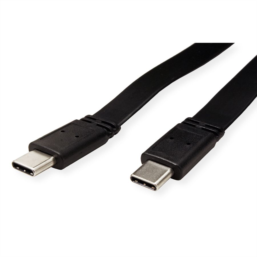 VALUE USB4 Gen 3 Cable, PD, C-C, M/M, 8K UHD-2, 40Gbit/s, Emark, 100W, extra-flat, black, 0.5 m