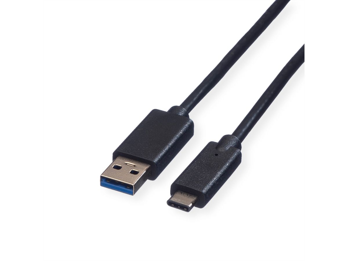 ROLINE USB 3.2 Gen 1 Cable, A-C, M/M, black, 0.5 m