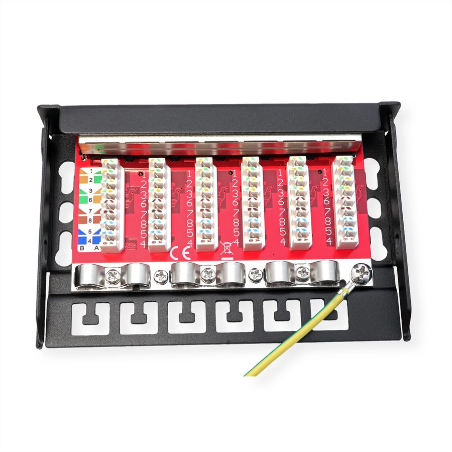 ROLINE Mini Patchpanel, Cat.6A/Cl.EA, 0.5U, 6x RJ45 ports, shielded, black
