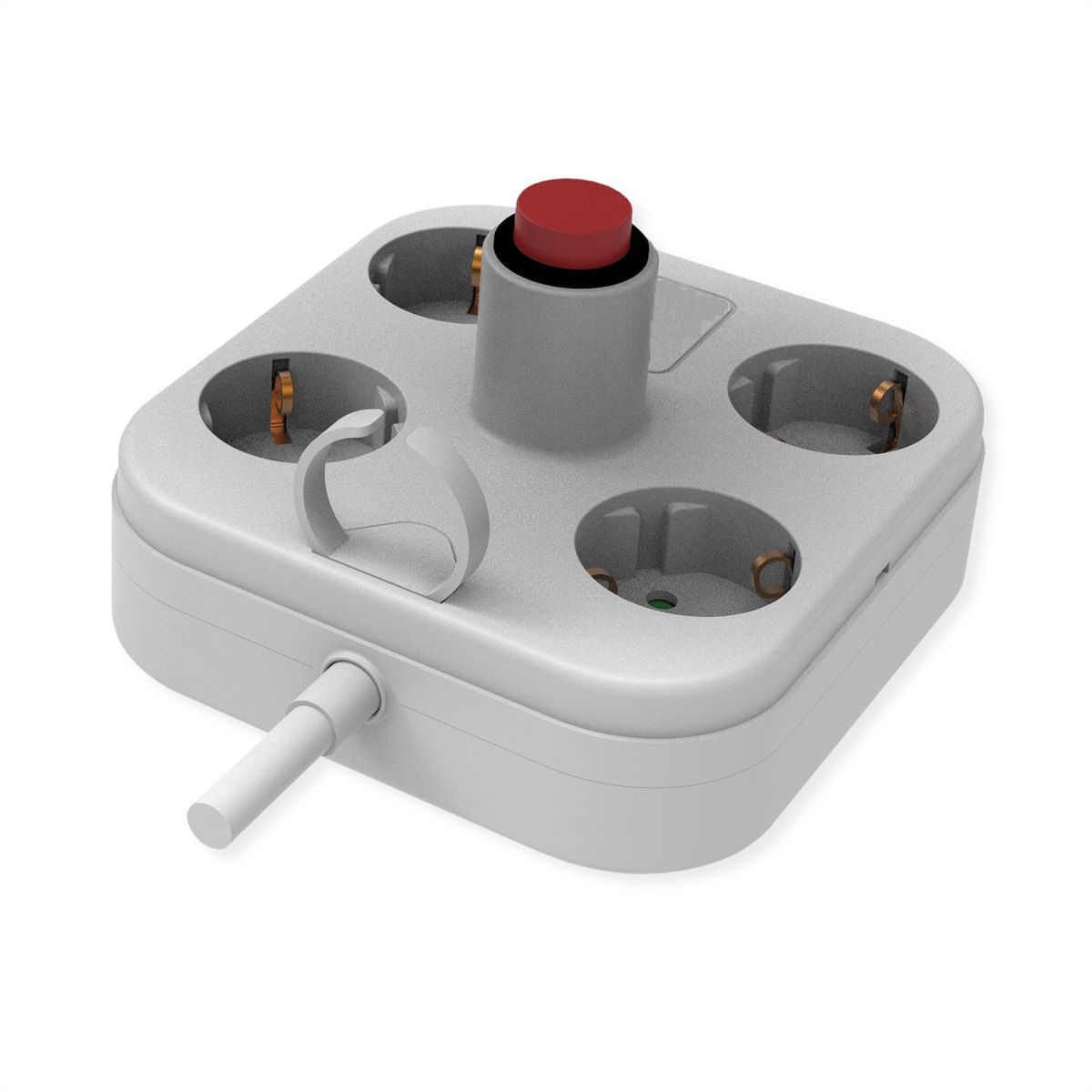 VALUE Power Strip, 4-way, with Switch and removable protective cover, white, 1.5 m