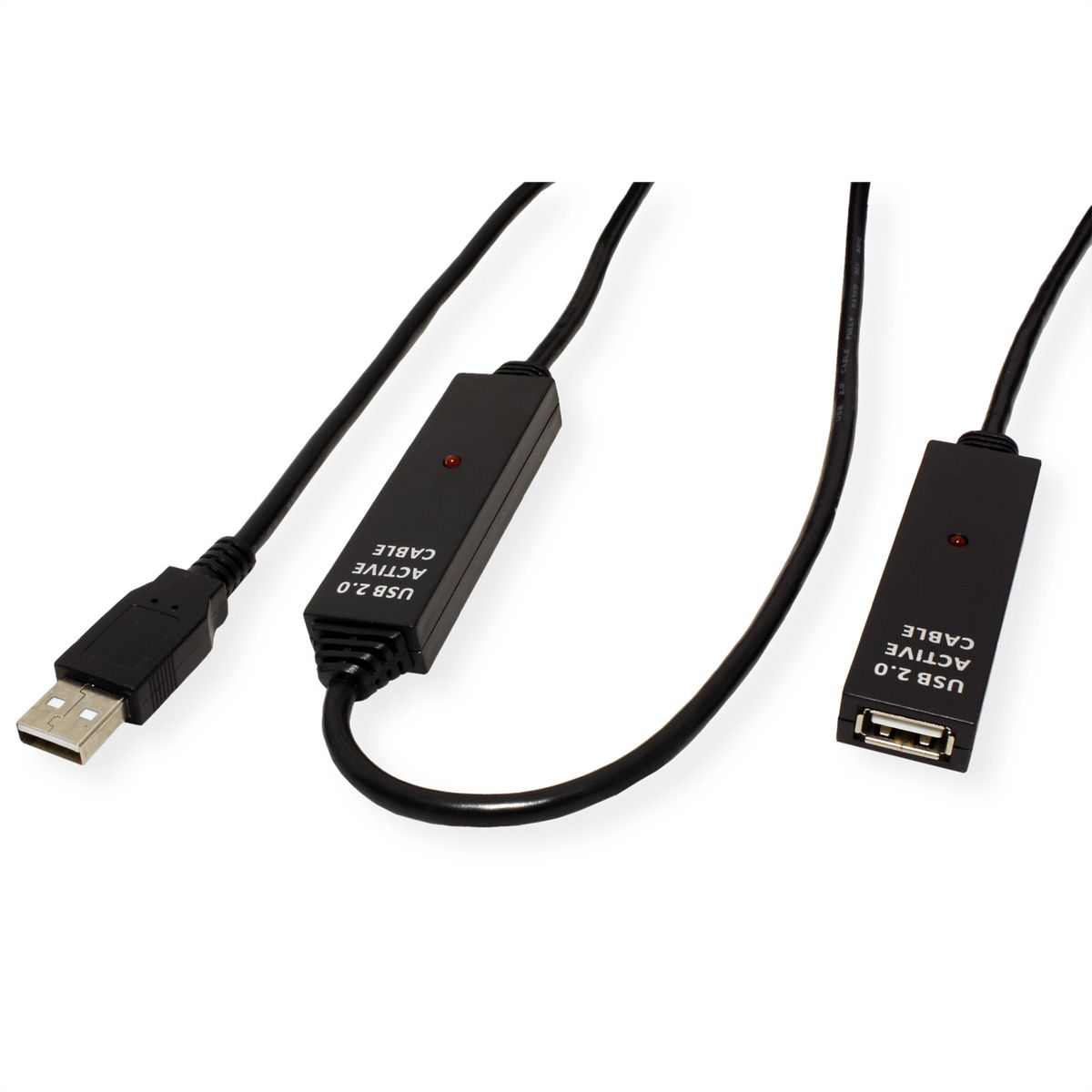 VALUE USB 2.0 Extension Cable, active, black, 30 m