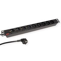 ROLINE PDU for Cabinet, 9x socket, 45°, 16A, black, 2 m