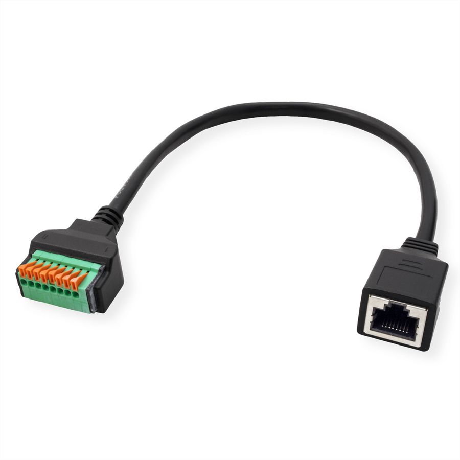 ROLINE Cable Adapter, RJ45 Socket to Terminal Block (push-button), 30 cm