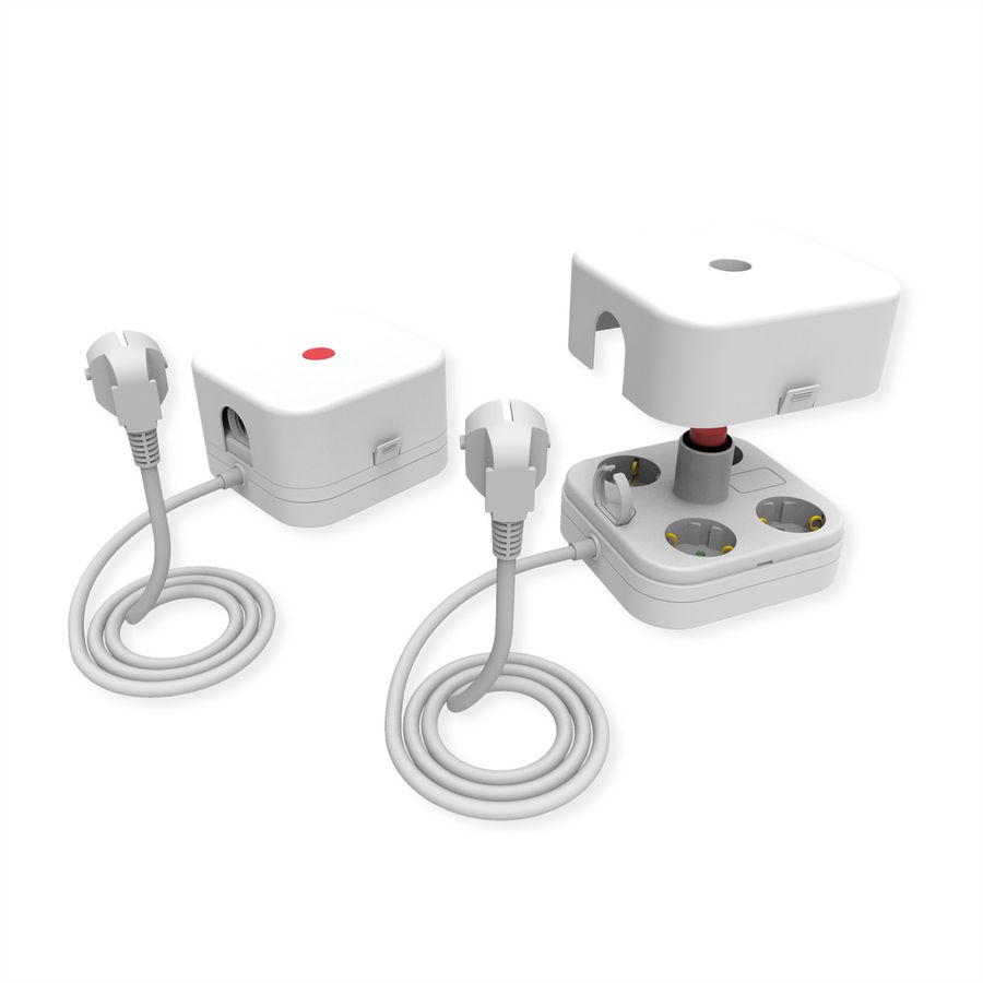 VALUE Power Strip, 4-way, with Switch and removable protective cover, white, 1.5 m