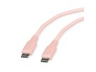 ROLINE USB 2.0 Cable, C–C, M/M, 60W, silicone, pink, 1 m
