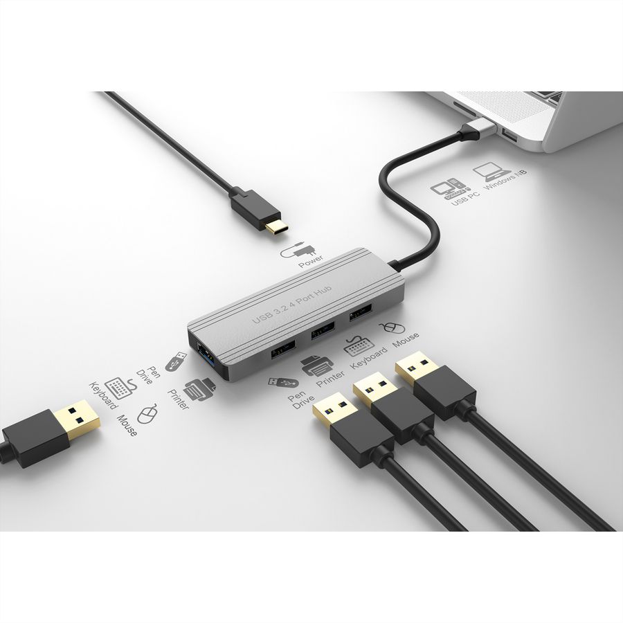 VALUE USB 3.2 Gen 1 Hub, 4 Ports, Type-A Connection Cable