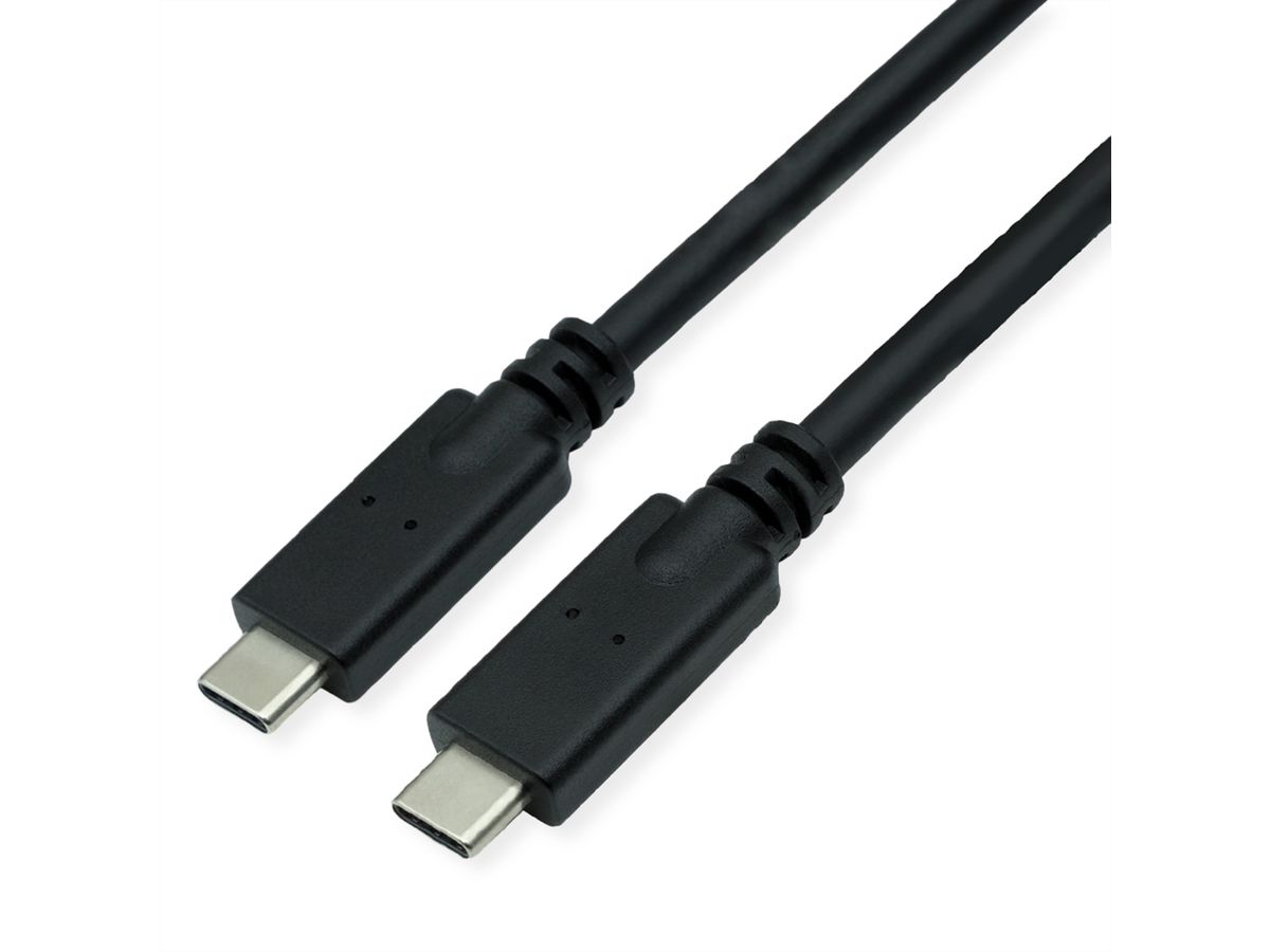 ROLINE Cable USB 3.2 Gen2 Compatible, PD (Power Delivery) 20V5A, with Emark, C-C, M/M, black, 5 m