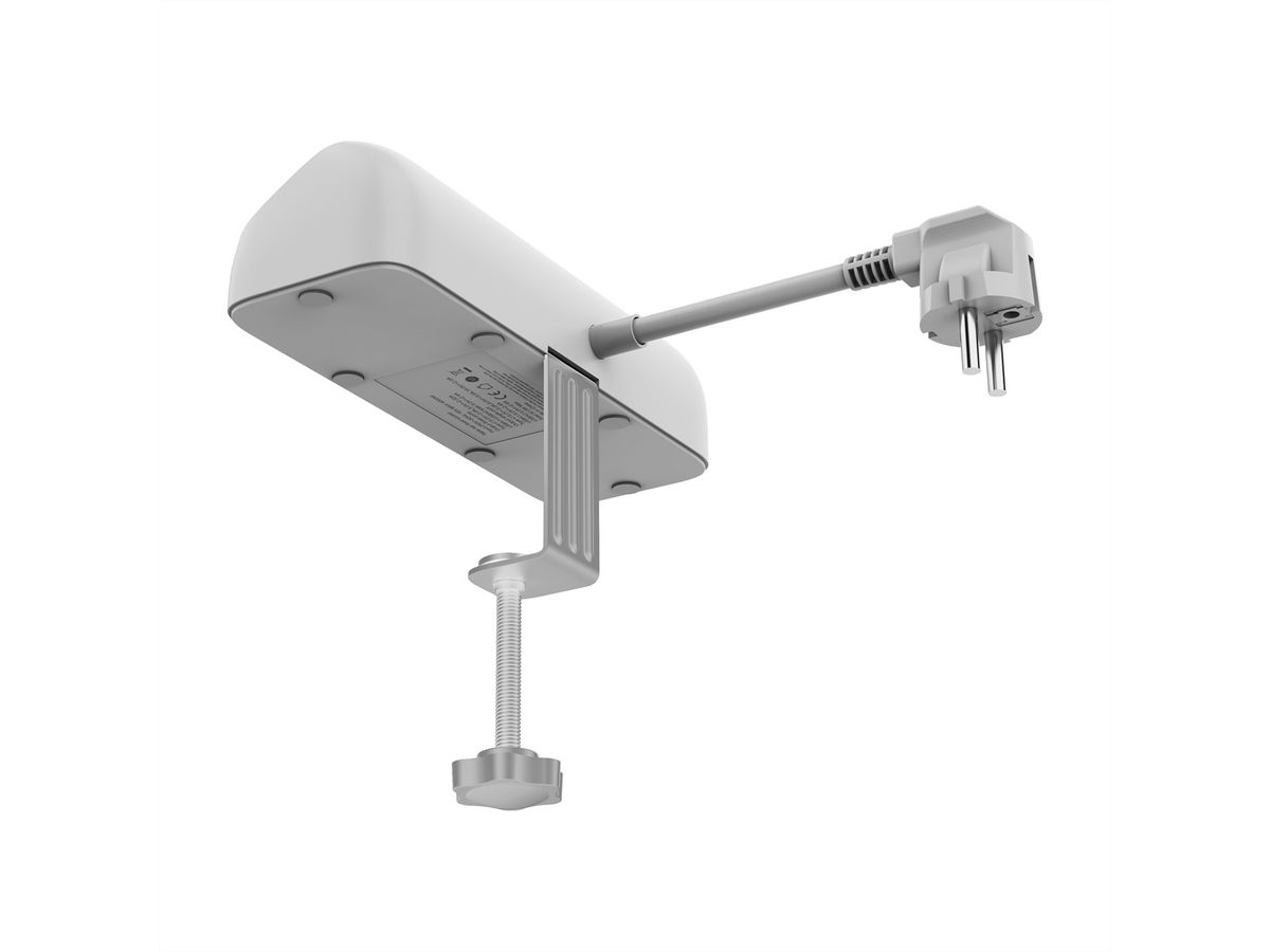 VALUE Power Strip, 3-way, with 3x USB (1x C + 2x A) and table clamp, 1.5 m