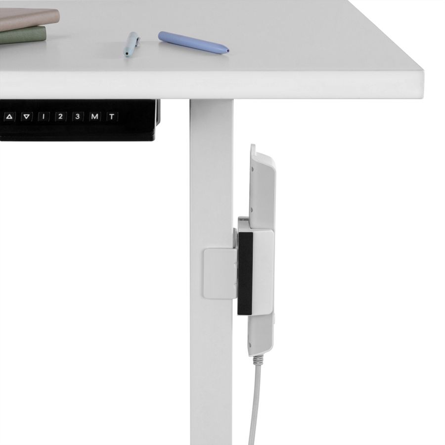 VALUE Clamp-On Power Strip Holder, Desk Leg Mount, white