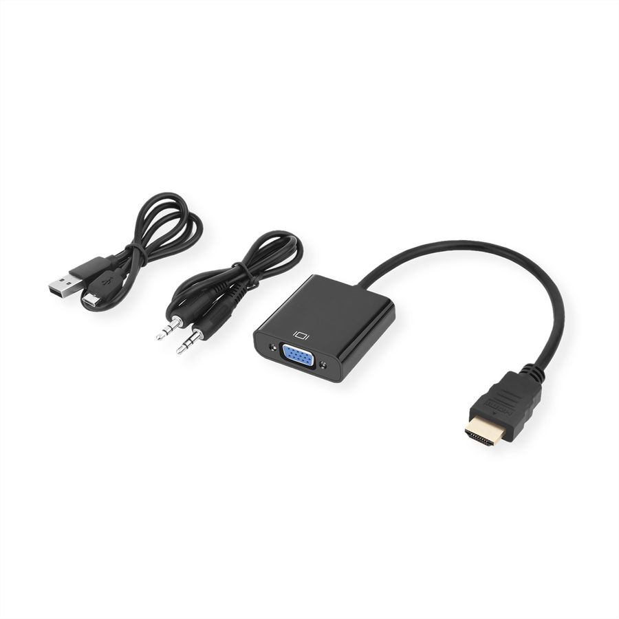 STANDARD Cableadapter, HDMI - VGA + Audio, M/F, (stereo), 0.23 m