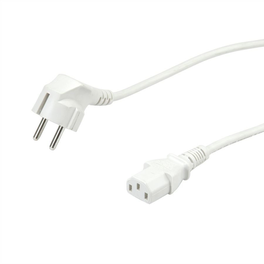 VALUE Power Cable, straight IEC Conncector, white, 1.8 m