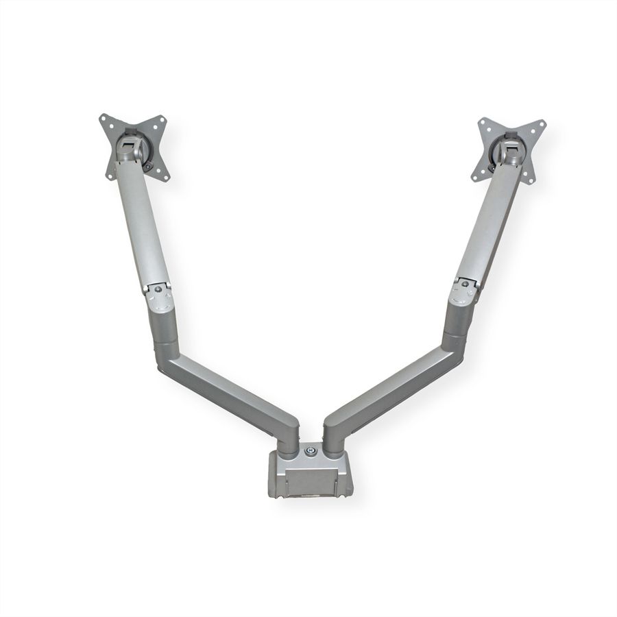 ROLINE Dual LCD Monitor Stand Pneumatic, Desk Clamp, Pivot, 2 Joints, silver