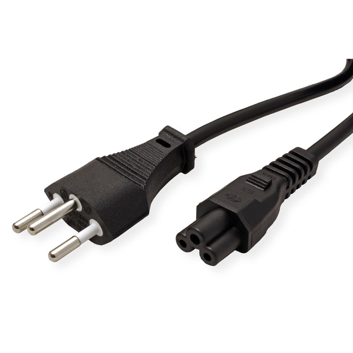 VALUE Notebook Power Cable, (T12/C5), 3pole (Swiss Version), black, 1 m