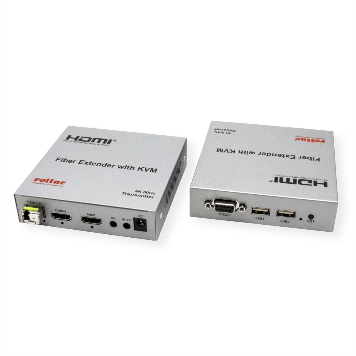 ROLINE KVM Extender over Fiber Optic, HDMI 4K, USB, 20 km