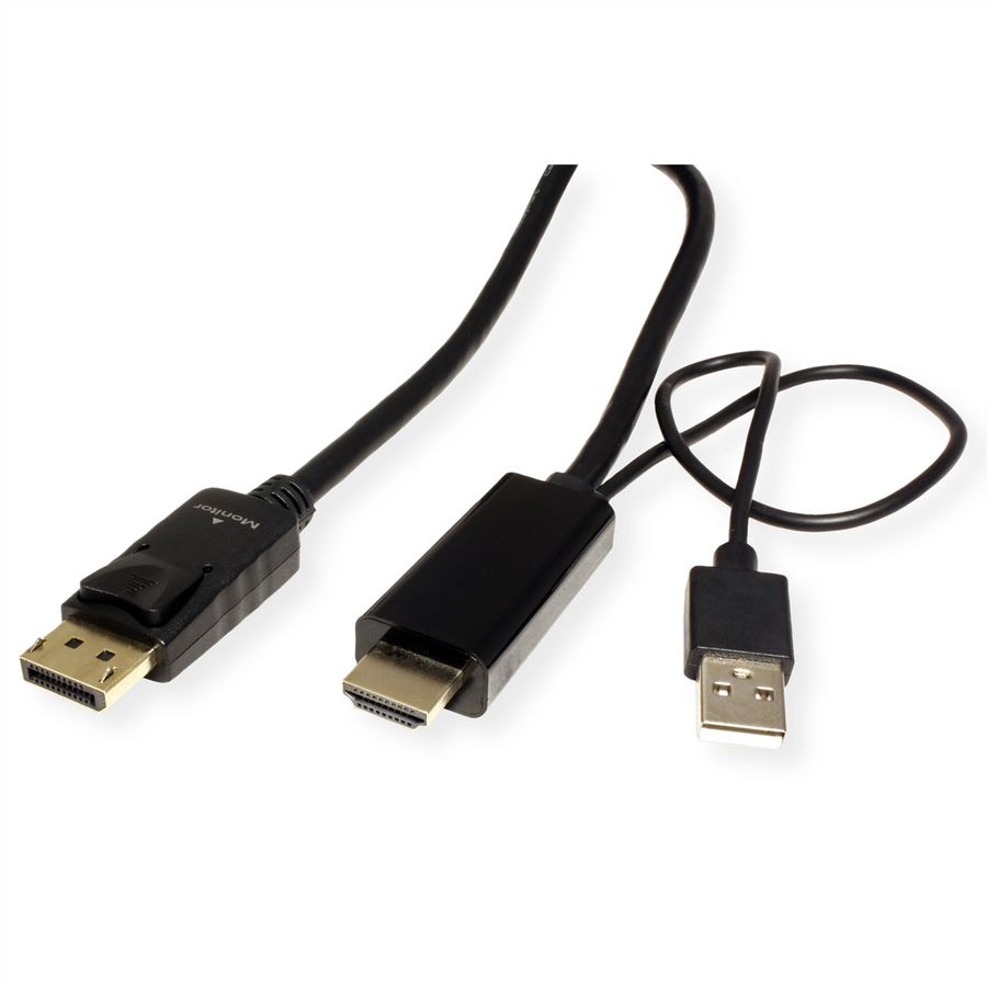 ROLINE Cable, UHDTV - DisplayPort, M/M, black, 1 m