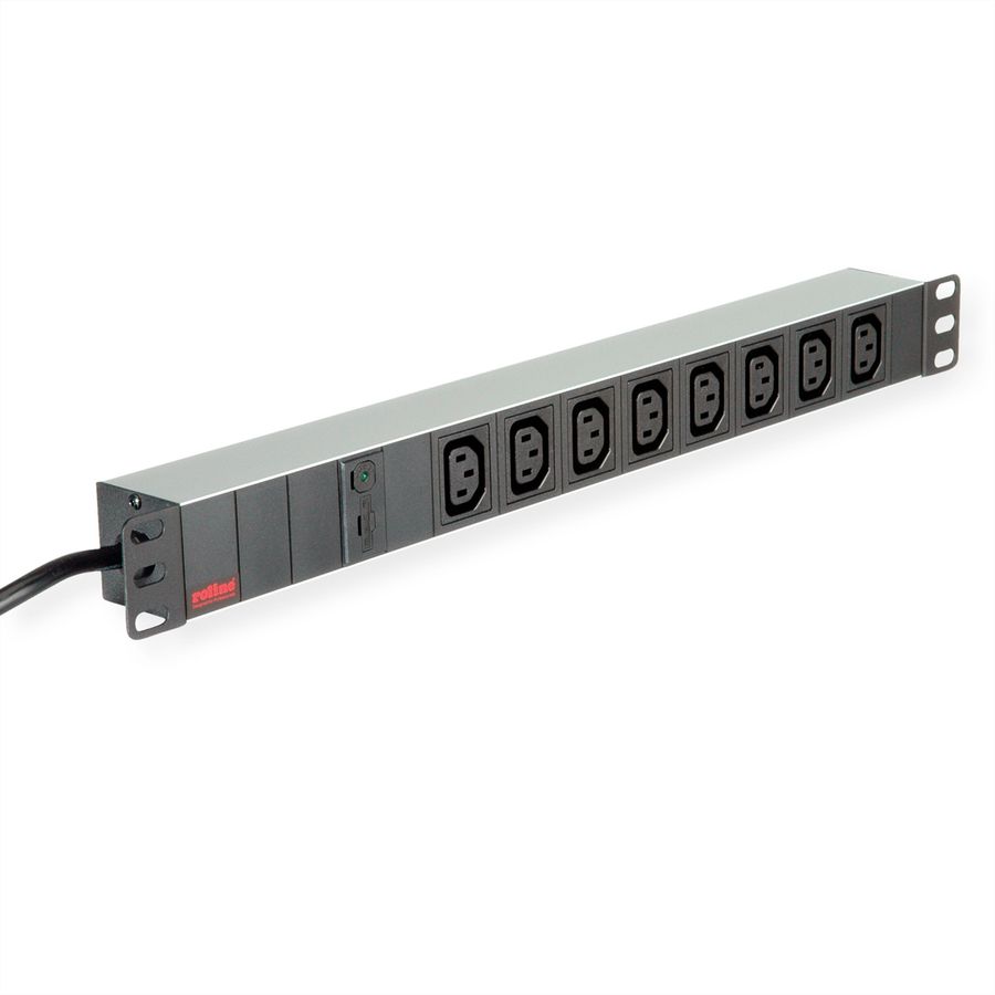ROLINE 19" PDU for Cabinets 8x IEC320 C13 - C14 M, 10A fused, silver, 2 m