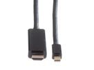 ROLINE Mini DisplayPort Cable, Mini DP-UHDTV, M/M, black, 1 m