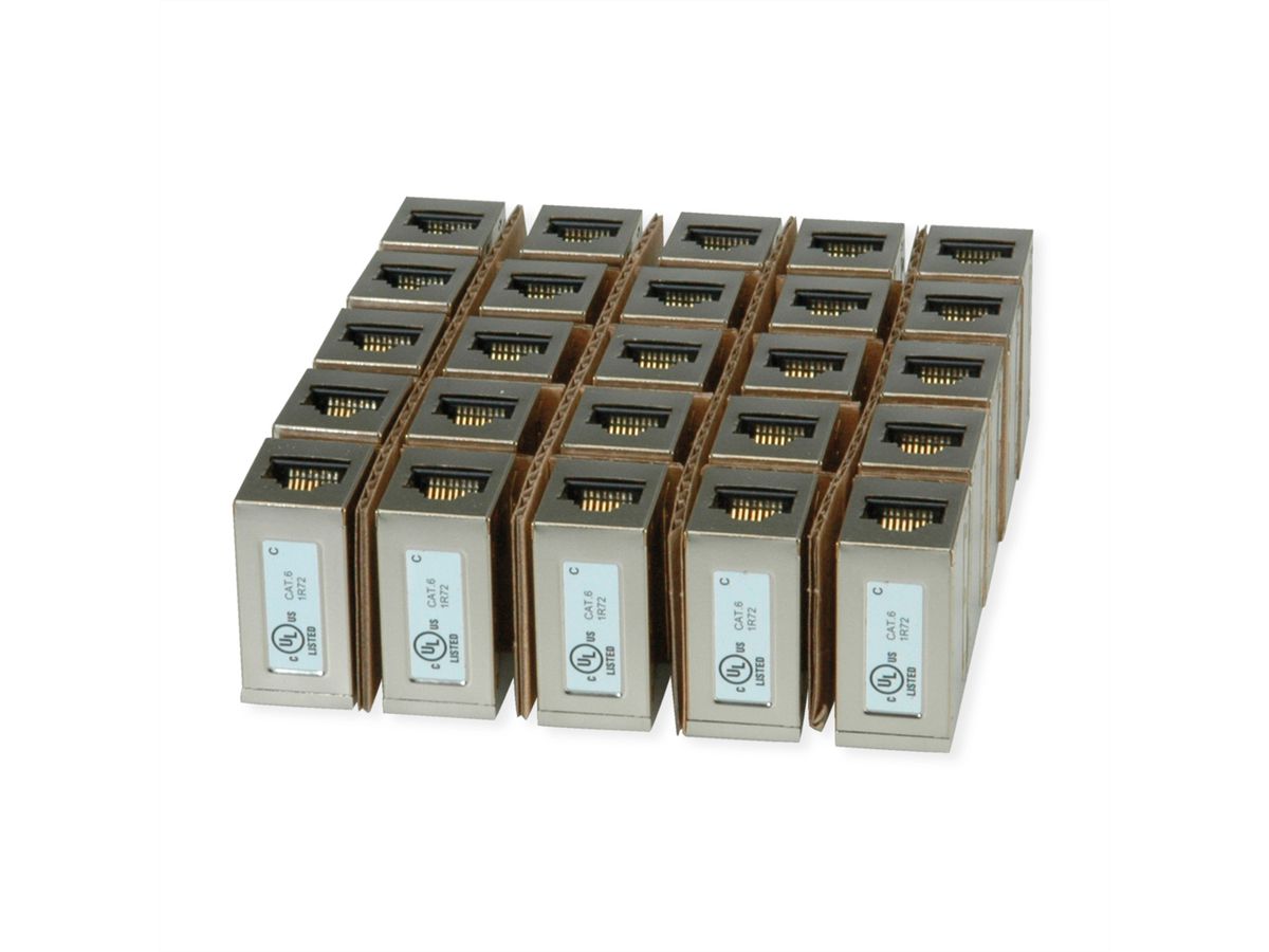ROLINE RJ-45 Modular Coupler, Cat.6 (Class E), STP, silver, 25pcs.