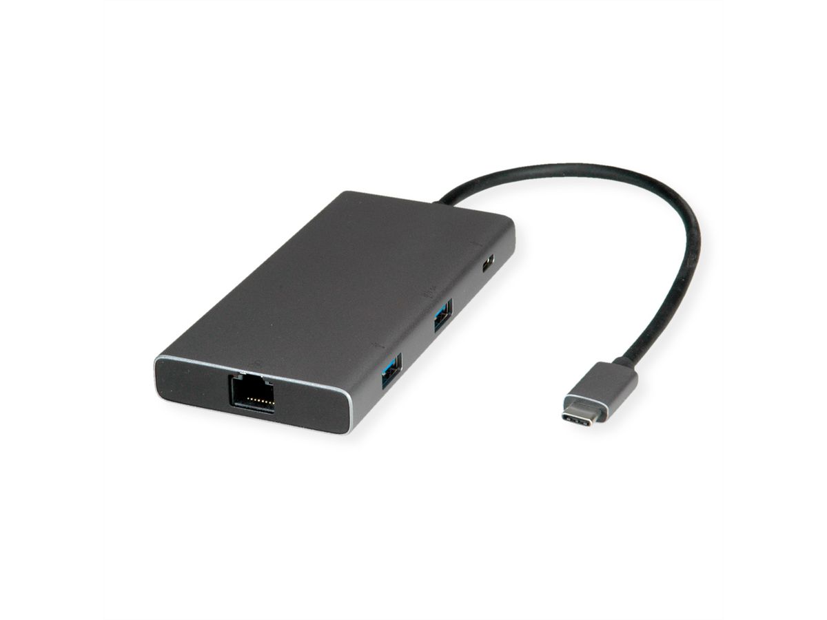VALUE Dockingstation, HDMI+DP 4K60, 1x C USB3.2Gen1 + 2x A USB3.2 Gen1, 1x Type C PD, 1x RJ45