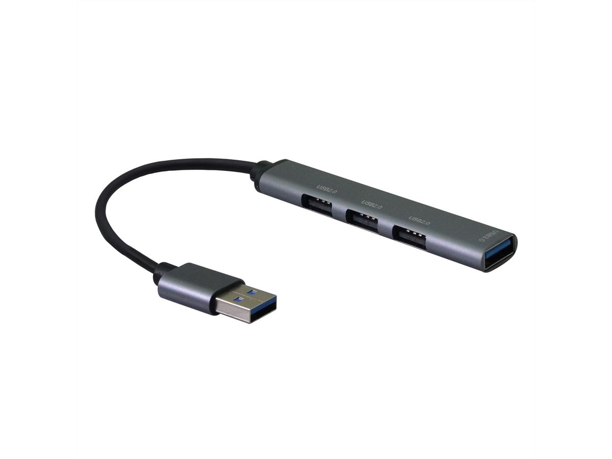 STANDARD USB 2.0 Hub, A connector, 4x A Ports (3x USB 2.0 + 1x USB 3.2 Gen1)