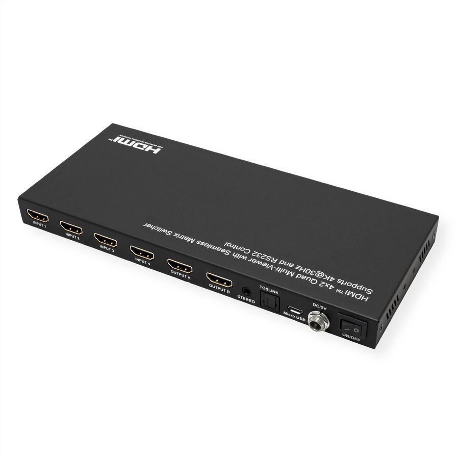 VALUE HDMI Matrix, 4x2, 4K30Hz, QUAD Multi-Viewer, seamless switching