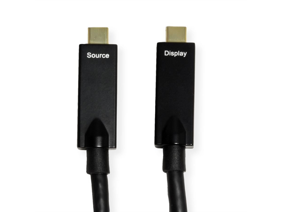 ROLINE USB 3.2 Gen 2 Cable, AOC, C-C, M/M, 10Gbit/s, 4K60Hz, PD (Power Delivery) 60W, black, 10 m