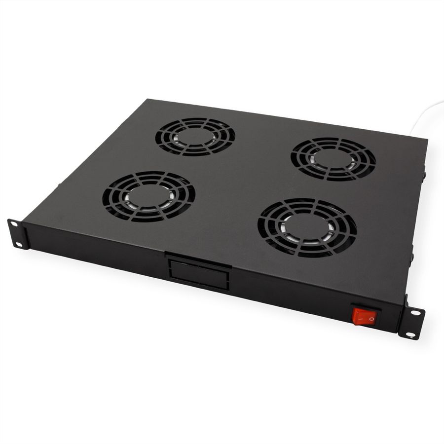 ROLINE 19-inch fan unit 4 fans, Thermostat black
