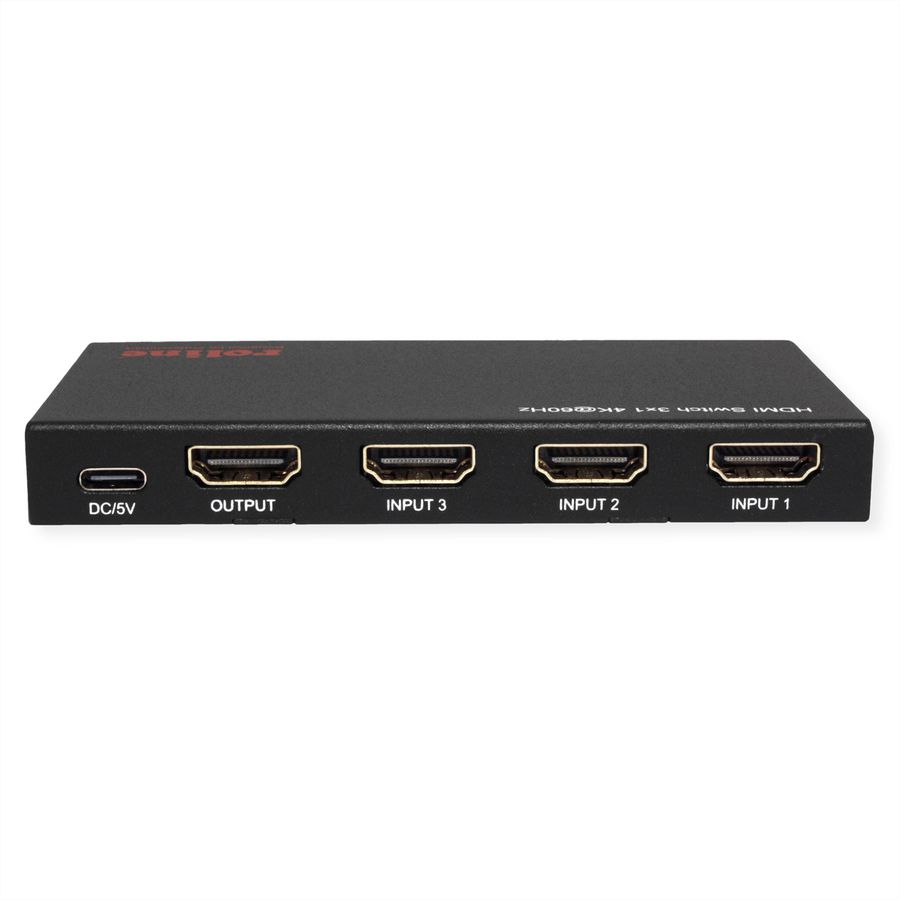 ROLINE HDMI Switch, 3x1, 4K60Hz, with Remote Control