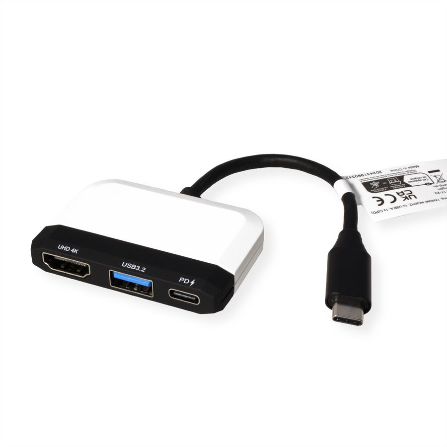 VALUE Dockingstation Type C, 1x HDMI 4K30, 1x USB 3.2 Gen 1 A, 1x Type C (PD)