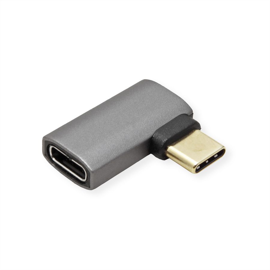 ROLINE Adapter, USB4 Gen 3x2, Aluminum, 90° flat, Type C, M/F, silver